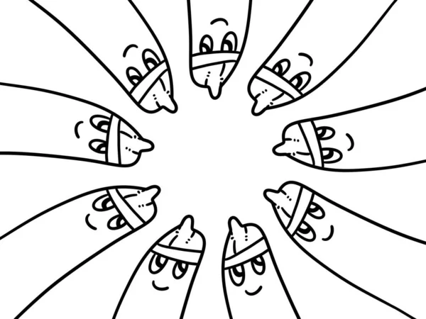 Черно Белый Симпатичный Мультфильм Раскраски — стоковое фото