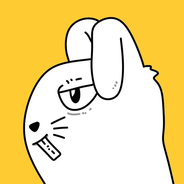 かわいいウサギの漫画黄色の背景 — ストック写真