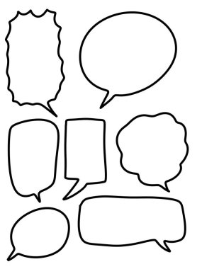 Beyaz arkaplanda elle çizilmiş konuşma baloncuğunun gösterimi