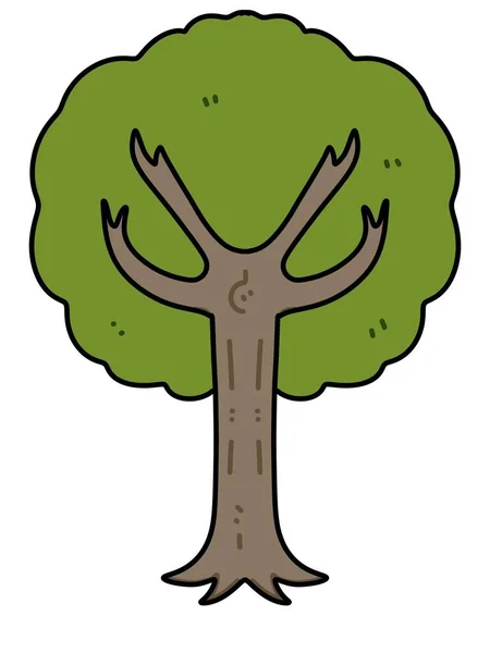 Cartoon Doodle Tree Fundo Branco — Fotografia de Stock