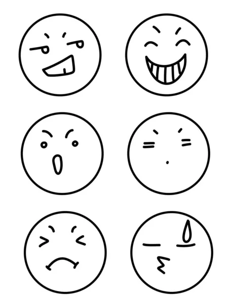 Jogo Caras Engraçadas Dos Desenhos Animados Ilustração — Fotografia de Stock