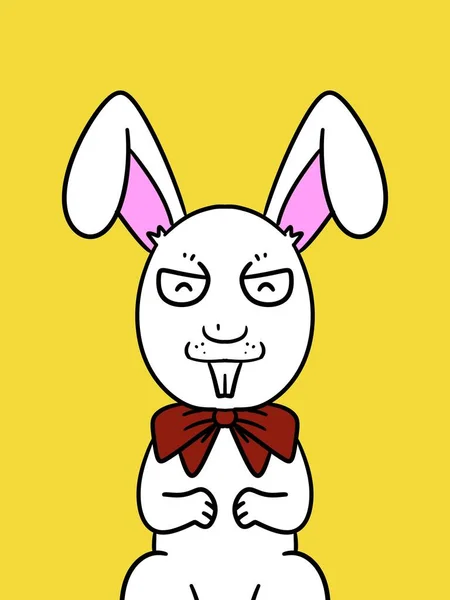 Roztomilý Králík Lukem Ušima Velikonočních Vajíčků Ilustrace — Stock fotografie