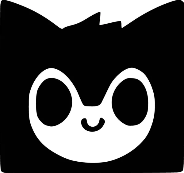 Czarno Biała Ilustracja Zabawnym Kotem Projekt Plakatu Lub Nadruku — Zdjęcie stockowe