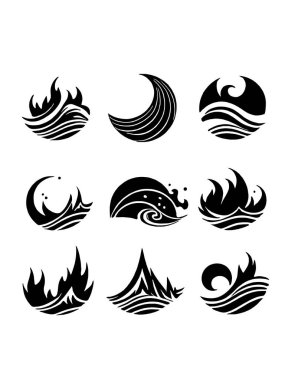 Tsunami dalgalarının siyah ve beyaz şekli