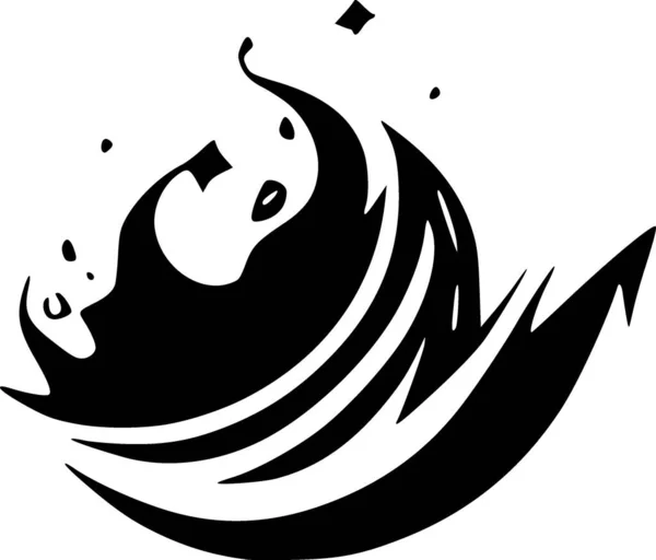 black and white of tsunami wave icon