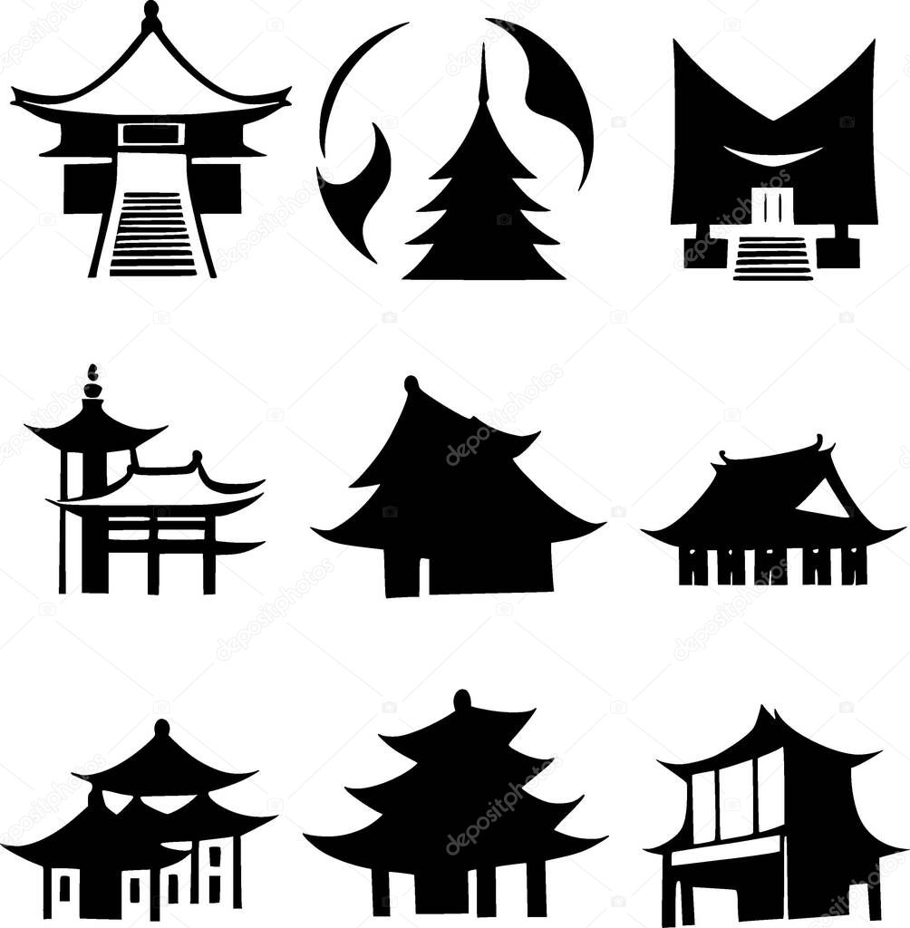 Black and white of temple icon