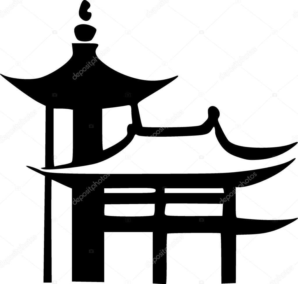 Black and white of temple icon