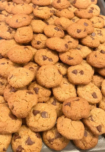 Close Pile Chocolate Chip Cookies — Stock Photo, Image