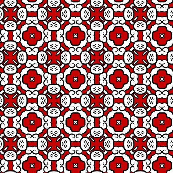 Nahtloses Muster Mit Rot Weißen Elementen Illustration — Stockfoto