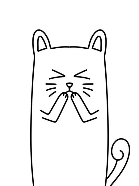 Negro Blanco Lindo Gato Dibujos Animados — Foto de Stock