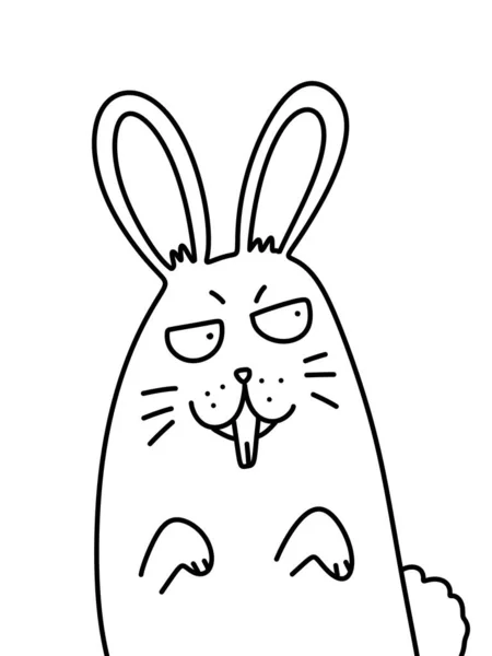 Schwarz Weiß Von Niedlichen Kaninchen Karikatur Zur Färbung — Stockfoto