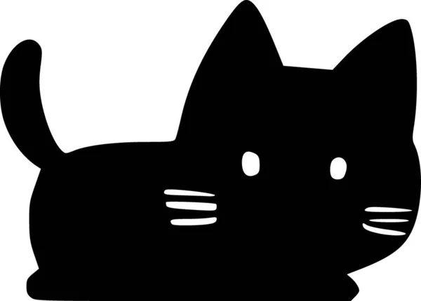 Svart Och Vitt Söt Katt Ikon — Stockfoto