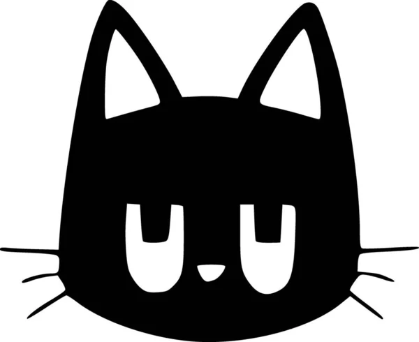 黑白相间的可爱猫图标 — 图库照片