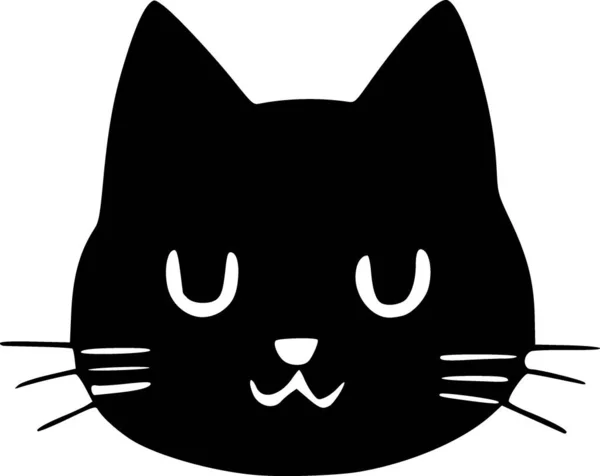 Black White Cute Cat Icon — Stock Photo, Image