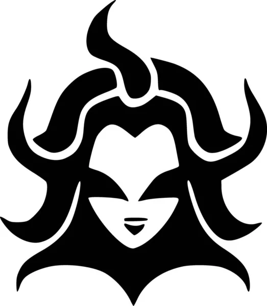 black and white of evil woman monster icon