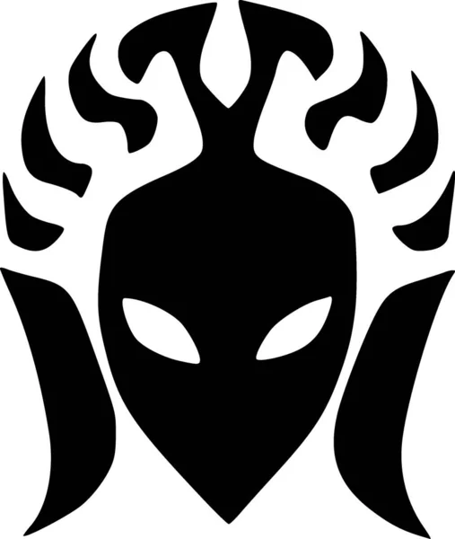 black and white of evil woman monster icon