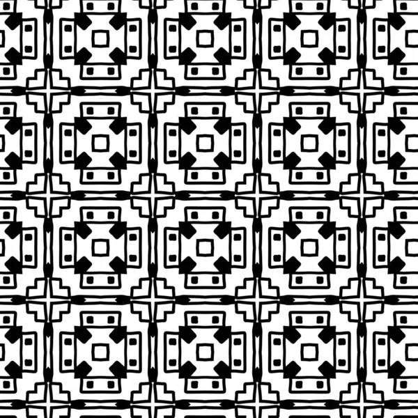 Seamless Pattern Abstract Black White Ornamental Illustration — Stock Photo, Image
