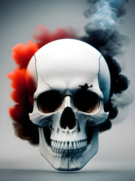 skull with smoke on dark black background