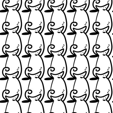 Kusursuz desenli komik çizgi film karalamalarıyla sevimli kedi