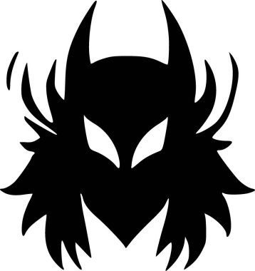 Şeytani canavar ikonunun siyah beyaz çizimi