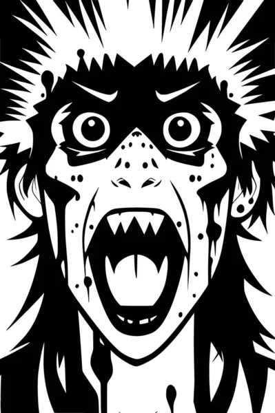 Zwart Wit Van Zombie Cartoon — Stockfoto