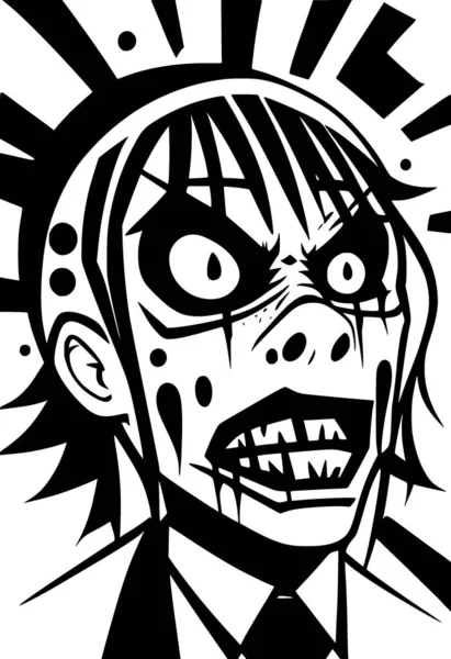 Alb Negru Desene Animate Zombie — Fotografie, imagine de stoc