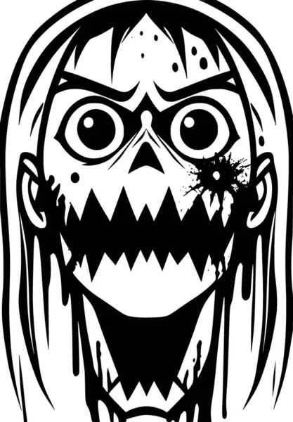 Blanco Negro Dibujos Animados Zombie —  Fotos de Stock