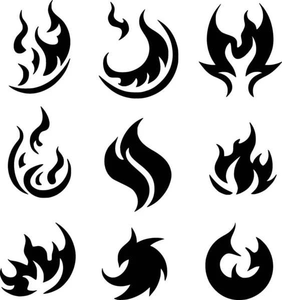 Fuego Llama Icono Ilustración Blanco Negro —  Fotos de Stock