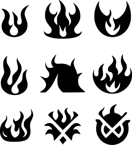 Значок Огненного Огня Черно Белая Иллюстрация — стоковое фото
