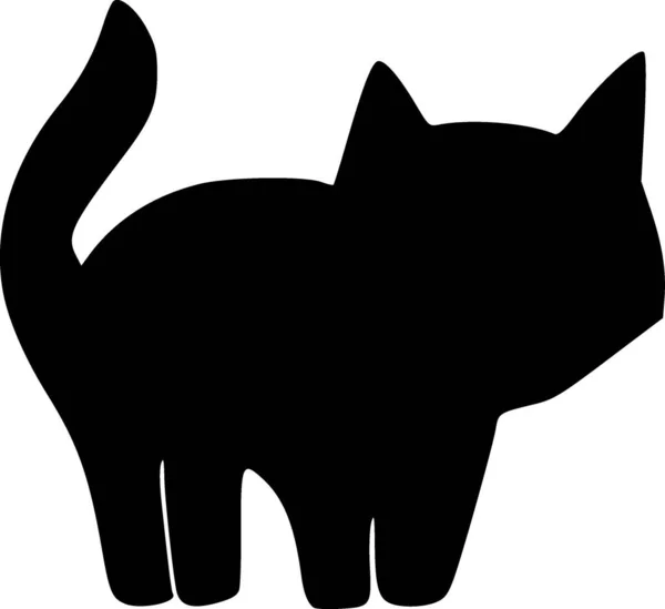 Чорно Біла Ілюстрація Милого Кота — стокове фото