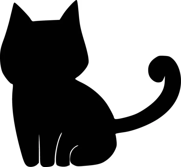 Чорно Біла Ілюстрація Милого Кота — стокове фото