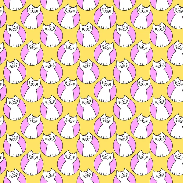Безшовний Візерунок Милими Кішками Ілюстрація — стокове фото