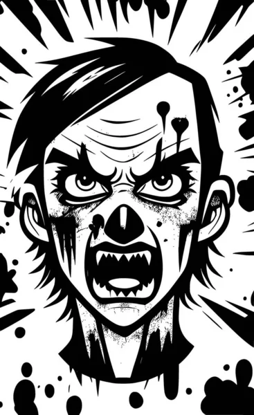 Blanco Negro Dibujos Animados Zombie — Foto de Stock