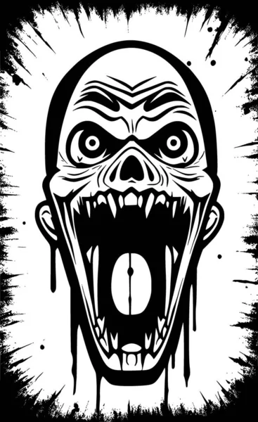Blanco Negro Dibujos Animados Zombie —  Fotos de Stock