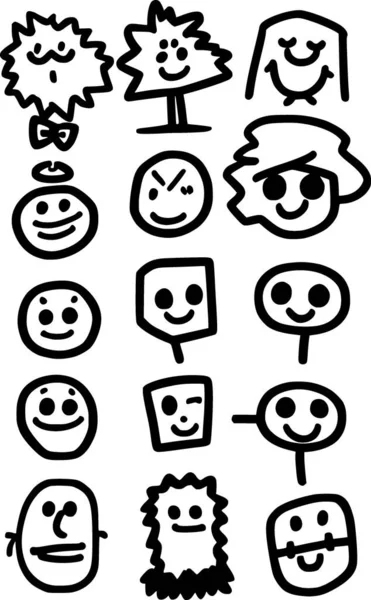 Set Funny Faces Cartoon Illustration — Stock Photo, Image