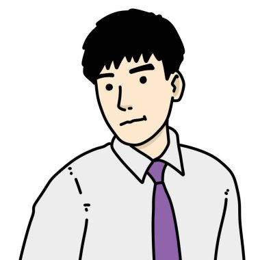 Beyaz arka planda sevimli bir adam çizgi filmi