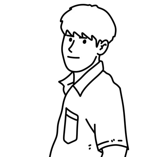 Blanco Negro Dibujos Animados Hombre Lindo Para Colorear —  Fotos de Stock