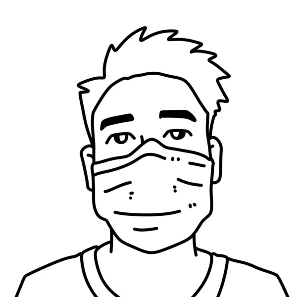 Ilustración Vectorial Hombre Joven Con Máscara —  Fotos de Stock