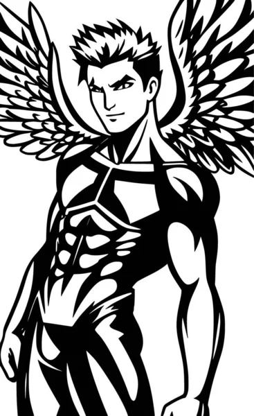 Портрет Сильного Мужчины Карикатурой Крылья — стоковое фото