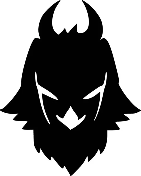 Czarny Biały Zły Potwór Twarz Ikona — Zdjęcie stockowe