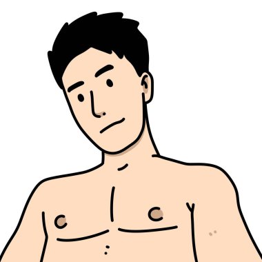 Beyaz arka planda sevimli bir adam çizgi filmi