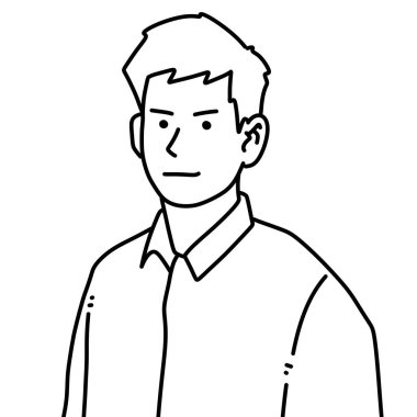 Siyah ve beyaz renkli yakışıklı adam çizgi filmi.