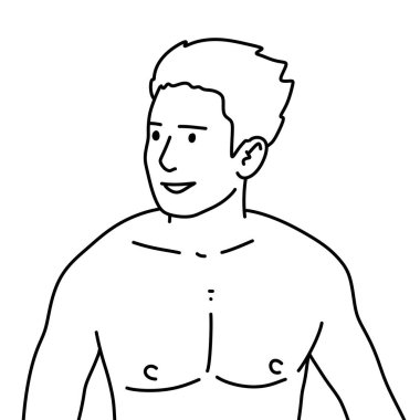 Siyah ve beyaz renkli yakışıklı adam çizgi filmi.