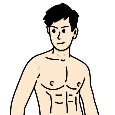 Beyaz arka planda sevimli bir adam çizgi filmi