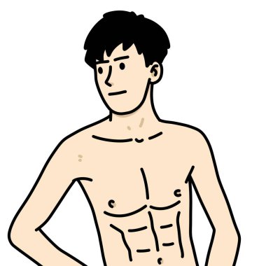 Beyaz arka planda sevimli bir adam çizgi filmi