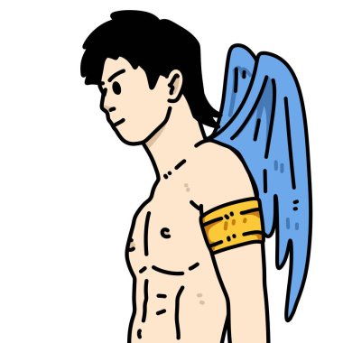 Beyaz arka planda genç adam karikatürü