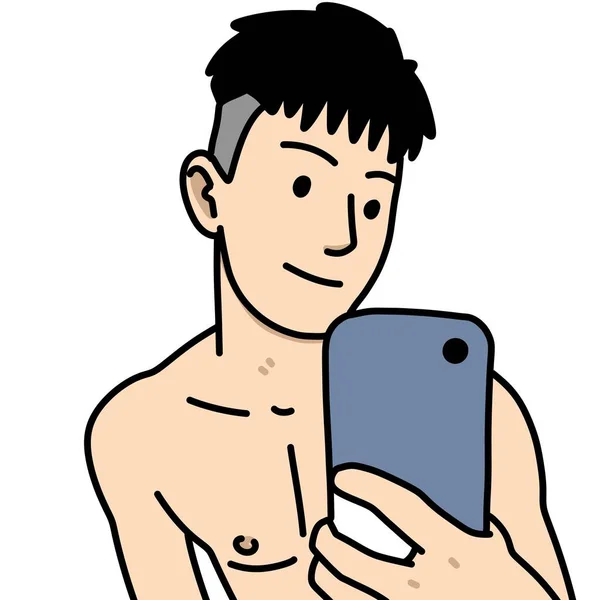 Beyaz Arka Planda Genç Adam Karikatürü — Stok fotoğraf