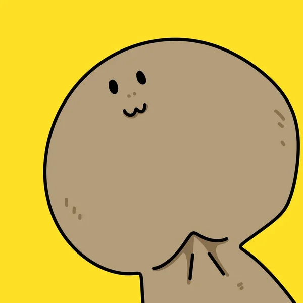 Niedlichen Pilz Karikatur Auf Gelbem Hintergrund — Stockfoto