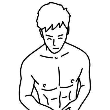 Siyah ve beyaz renkli yakışıklı adam çizgi filmi.