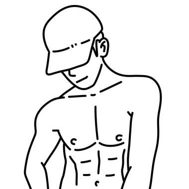 Siyah ve beyaz renkli yakışıklı adam çizgi filmi.